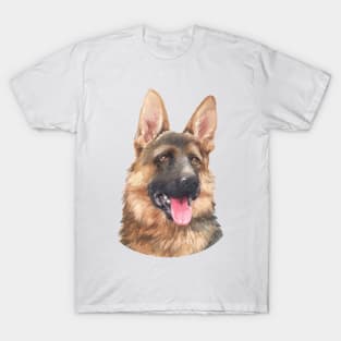 Pretty German Shepherd Watercolor Art T-Shirt